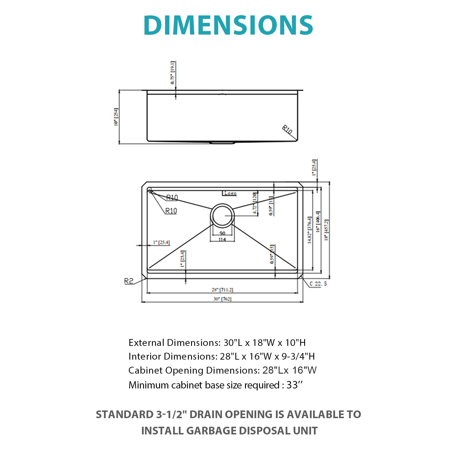 Undermount Workstation Kitchen Sink - 30"x18"x10" Stainless Steel
