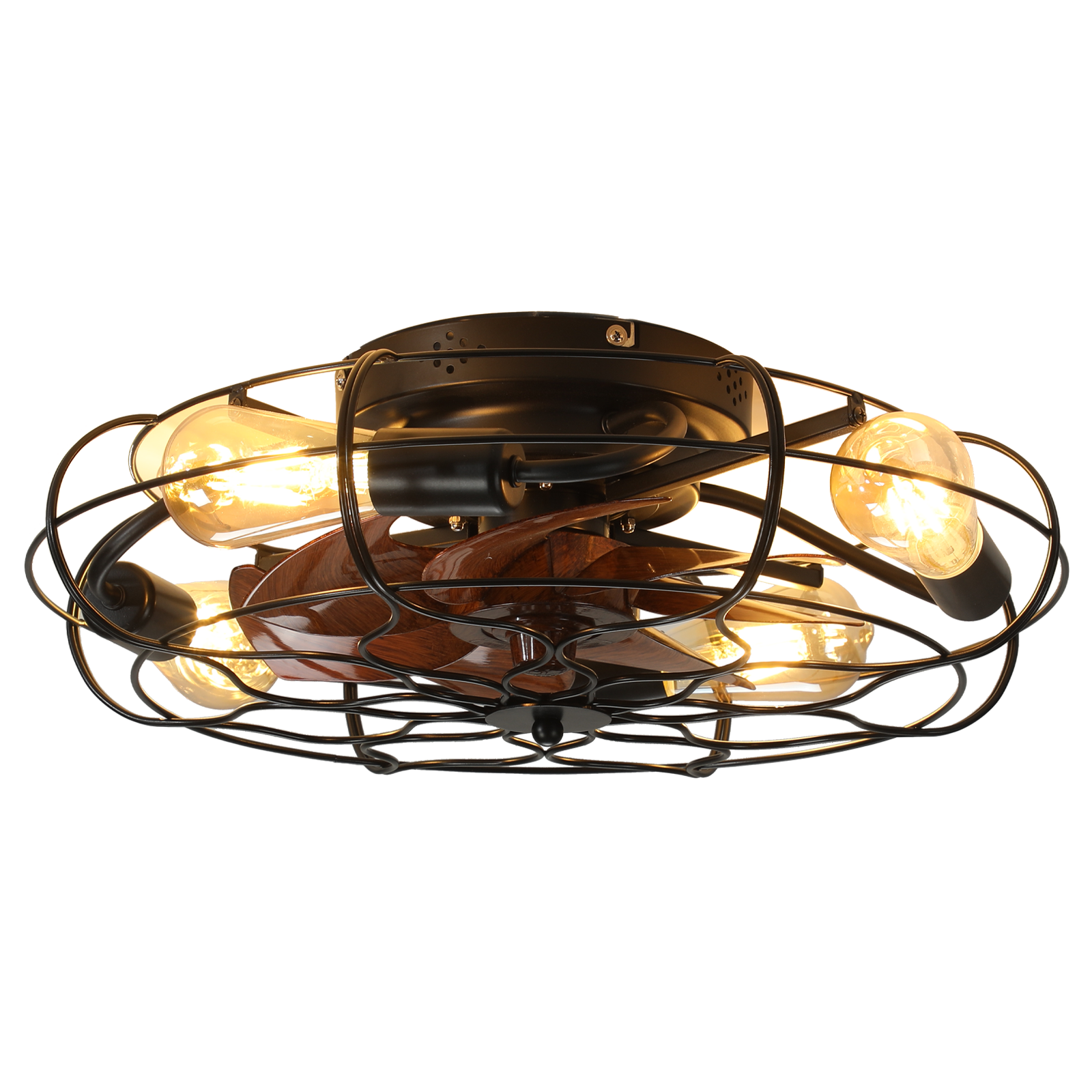 19.7" Industrial Caged Ceiling Fan with Light