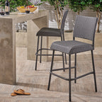 29" Outdoors PE Rattan Armless Barstools, Set of 2