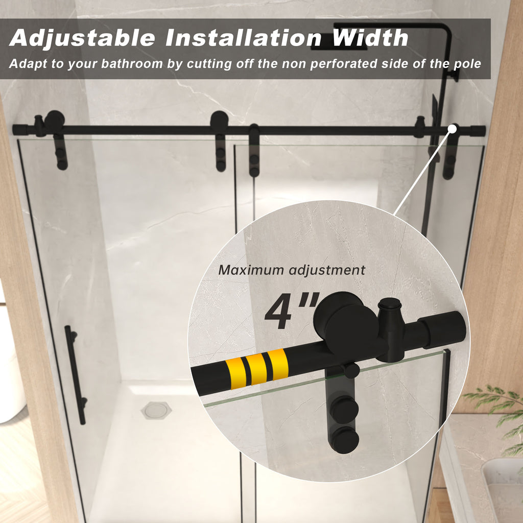 Frameless Sliding Shower Door - 5/16" Clear Tempered Glass