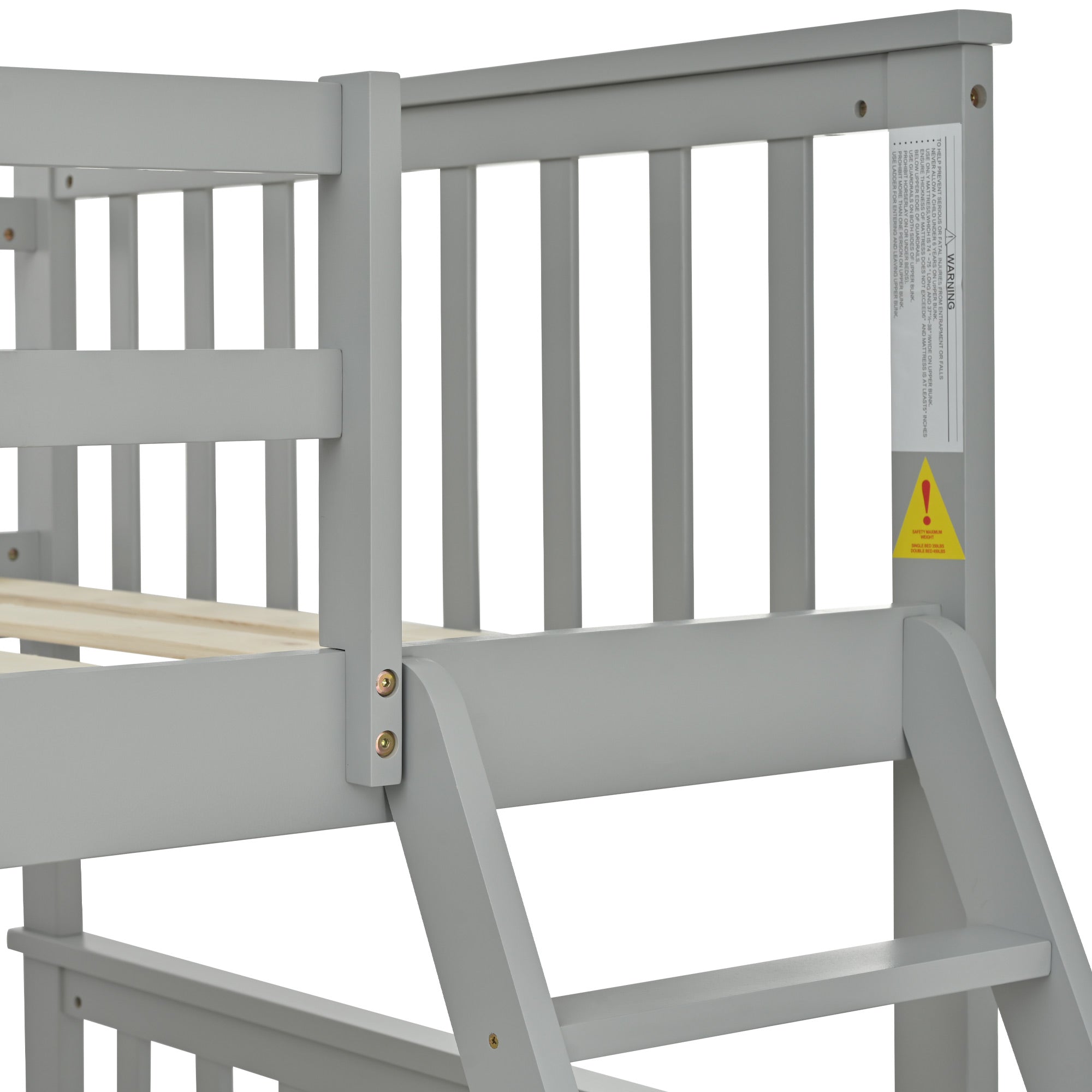 Twin Over Full Bunk Bed with Storage Drawers – Gray