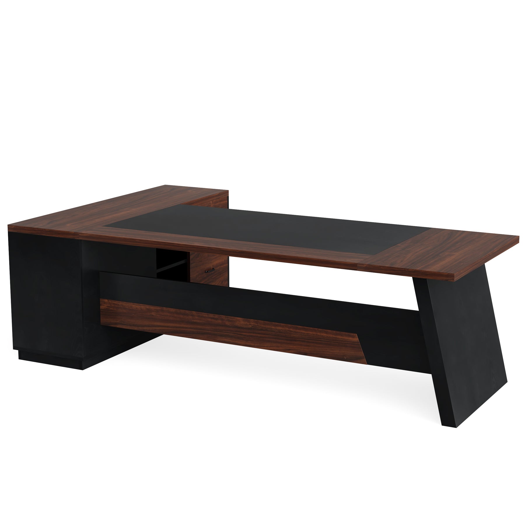 78.7" L-Shaped Executive Desk with File Cabinet & Drawers