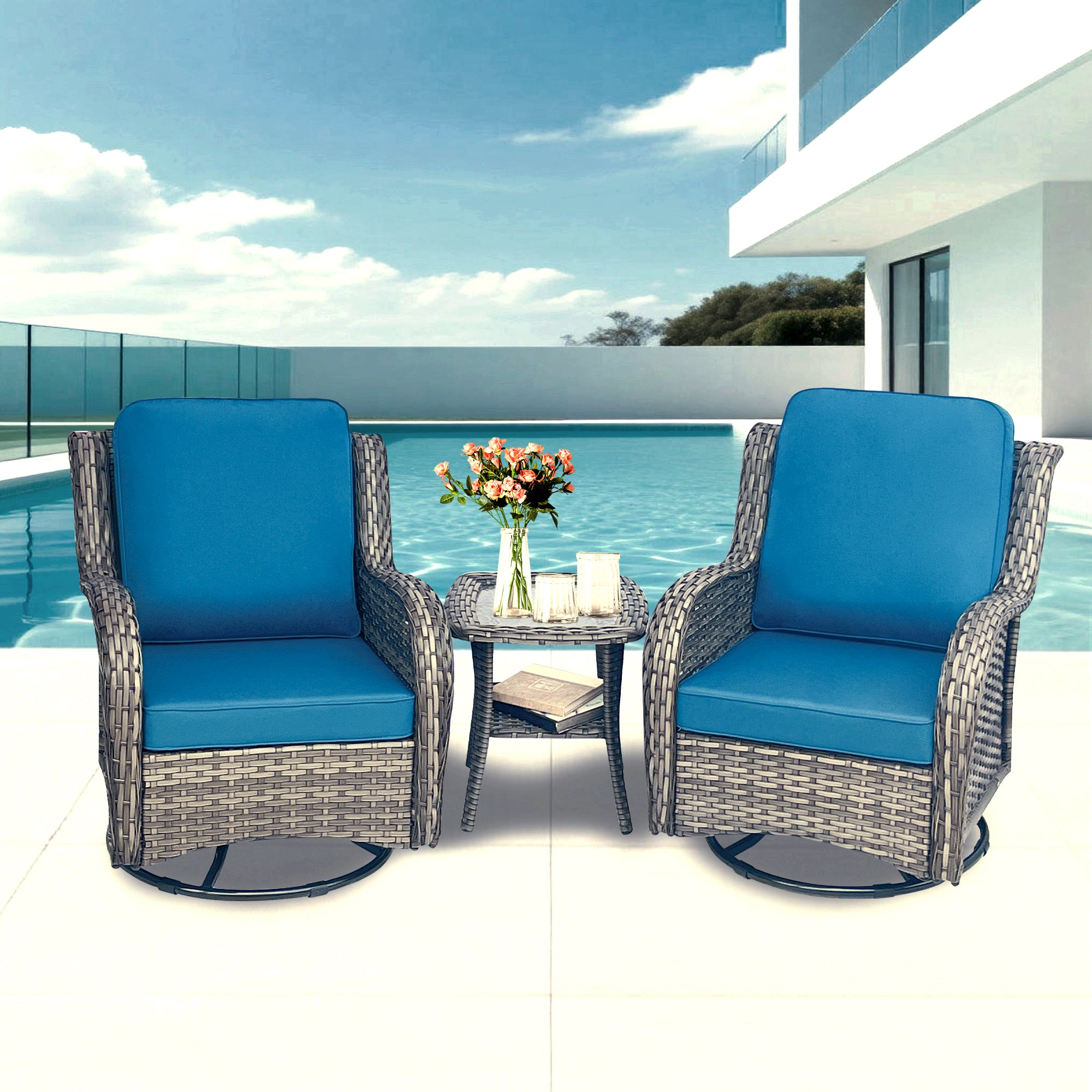 3 Piece Wicker Patio Furniture Set