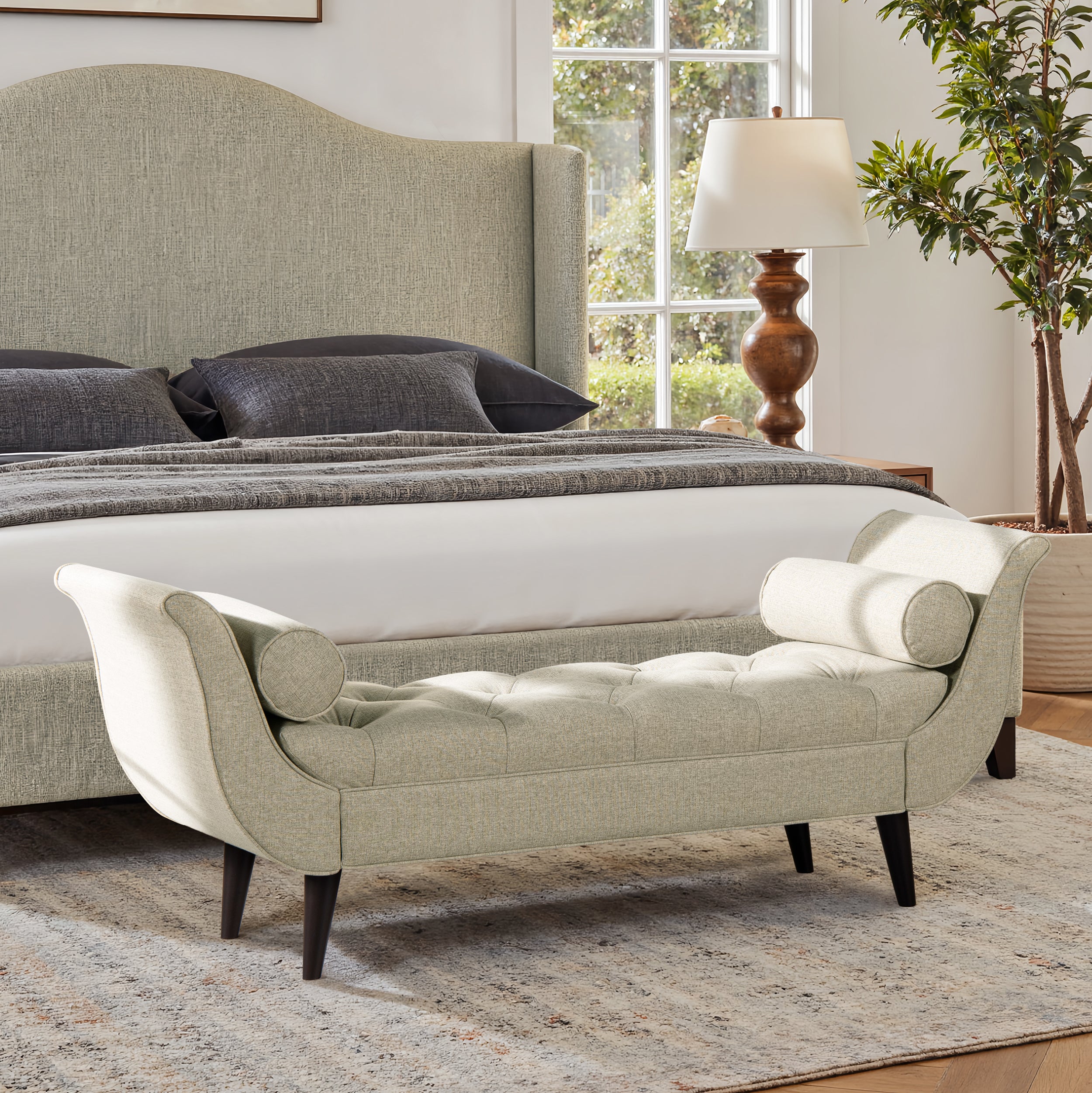 Alma Tufted Flared Arm Entryway Bench