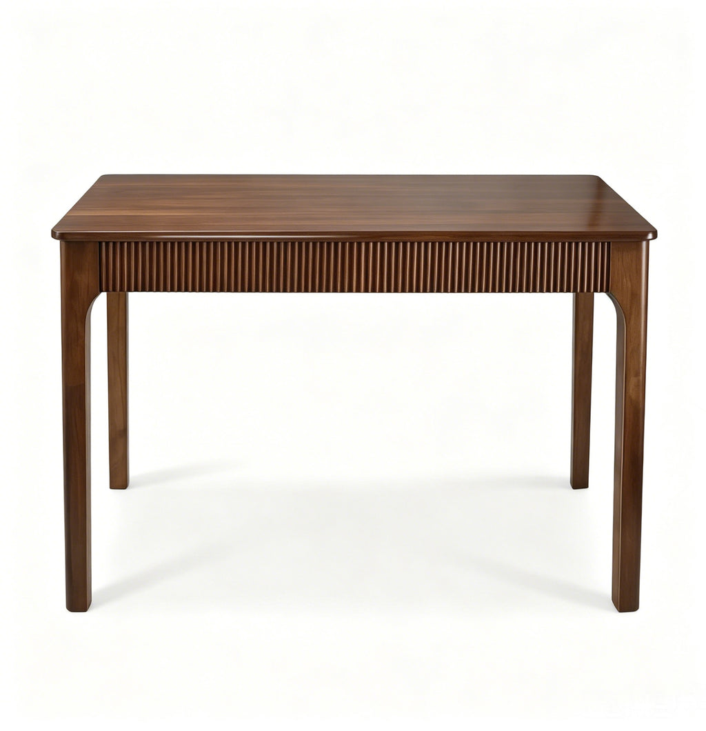 39-Inch Solid Wood Dining Table, Rectangular Rubber Wood, Walnut