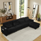 L-Shaped Corduroy Modular Sectional Sofa with Detachable Footrest