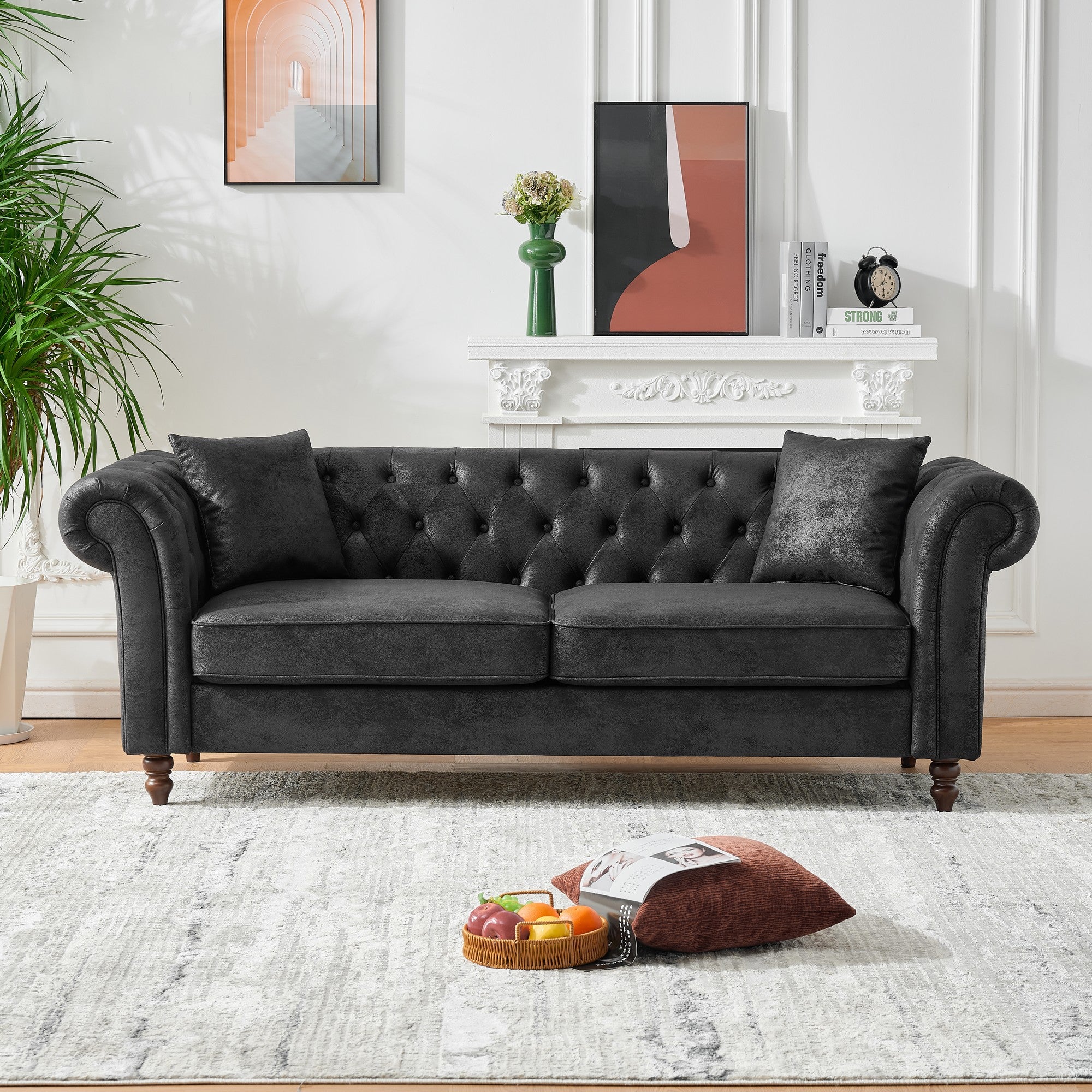 Chesterfield Tech Fabric 3+3 Seater Sofa Set