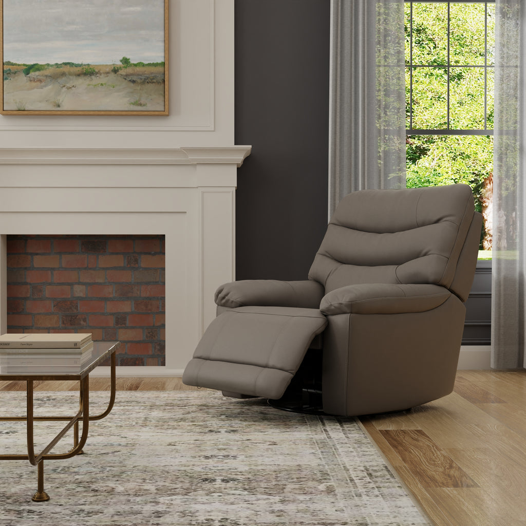 Global Home Swivel Glider Recliner with Manual Footrest In Oslo Sky
