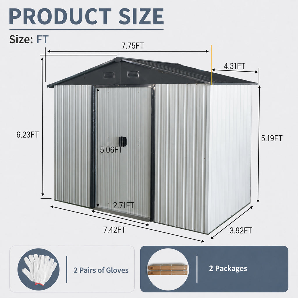 8ft x 4ft Outdoor Metal Storage Shed