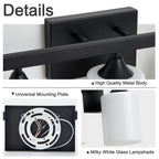 3-Light Matte Black Bathroom Vanity Light
