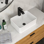 16"x12" White Ceramic Rectangular Vessel Bathroom Sink