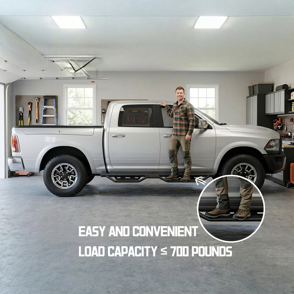Heavy-Duty Steel Dual Stair Running Boards for Dodge Ram