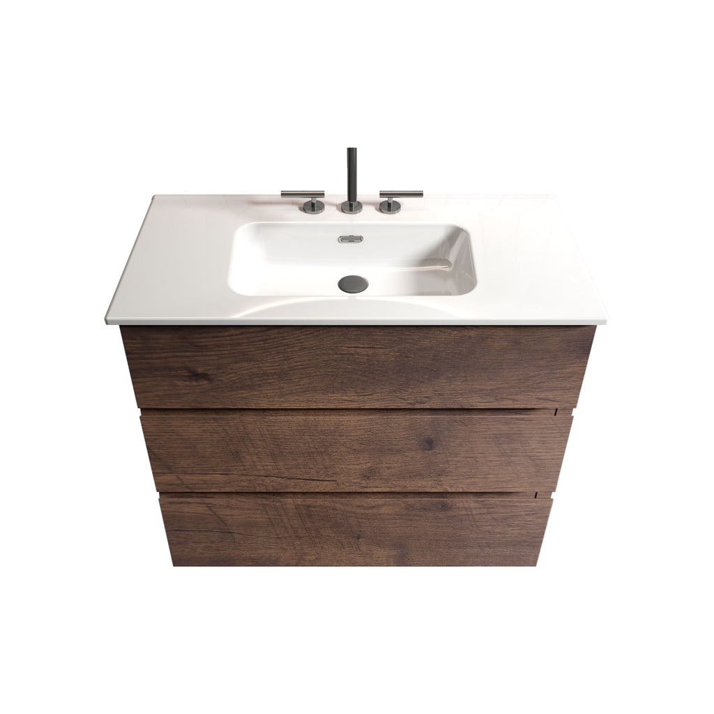 TIA 36-Inch Bathroom Vanity with Ceramic Sink, Walnut
