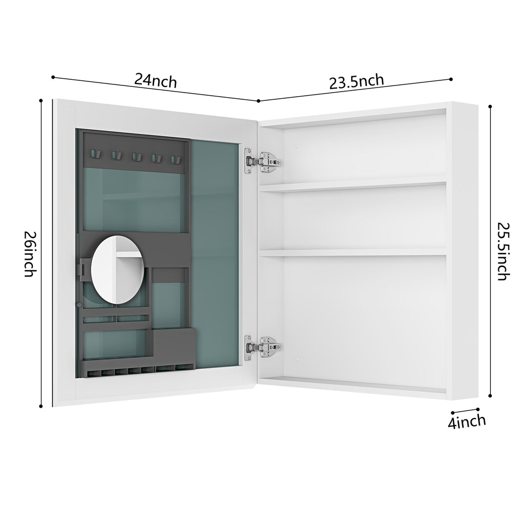 24'' W x 26'' H Surface Frameless Mirror Medicine Cabinet