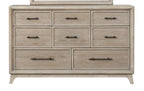 Oak Finish Eight Drawers Dresser With Mirror