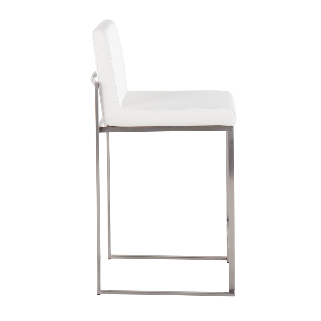 26" Contemporary High Back Counter Stool Set in Stainless Steel