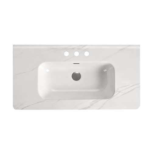 Integrated Carrara Ceramic Basin Sink, 35.85-Inch, White
