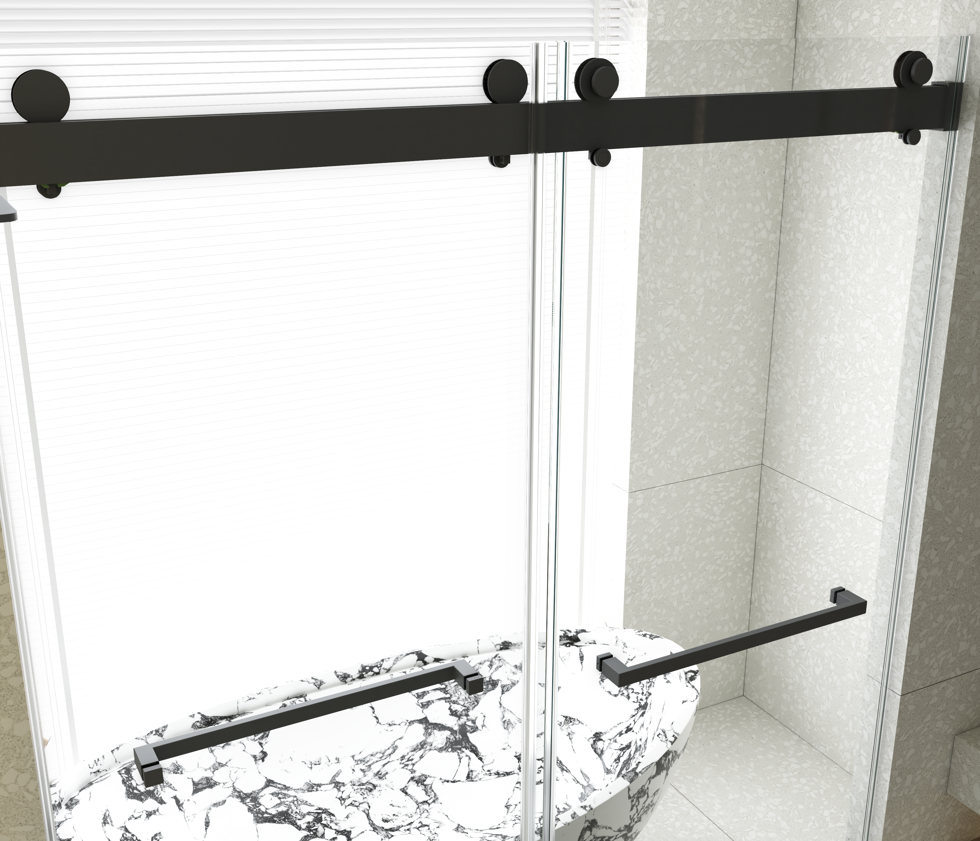 Frameless Double Sliding Soft-Close Shower Door - Matte