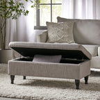 Storage Ottoman Bench with Solid Wood Legs