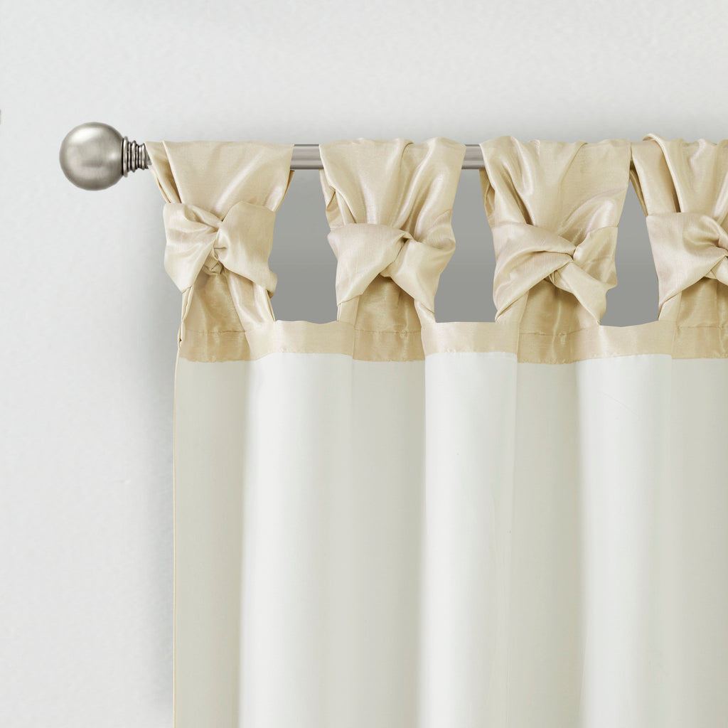 Twist Tab Lined Window Curtain Panel Champagne
