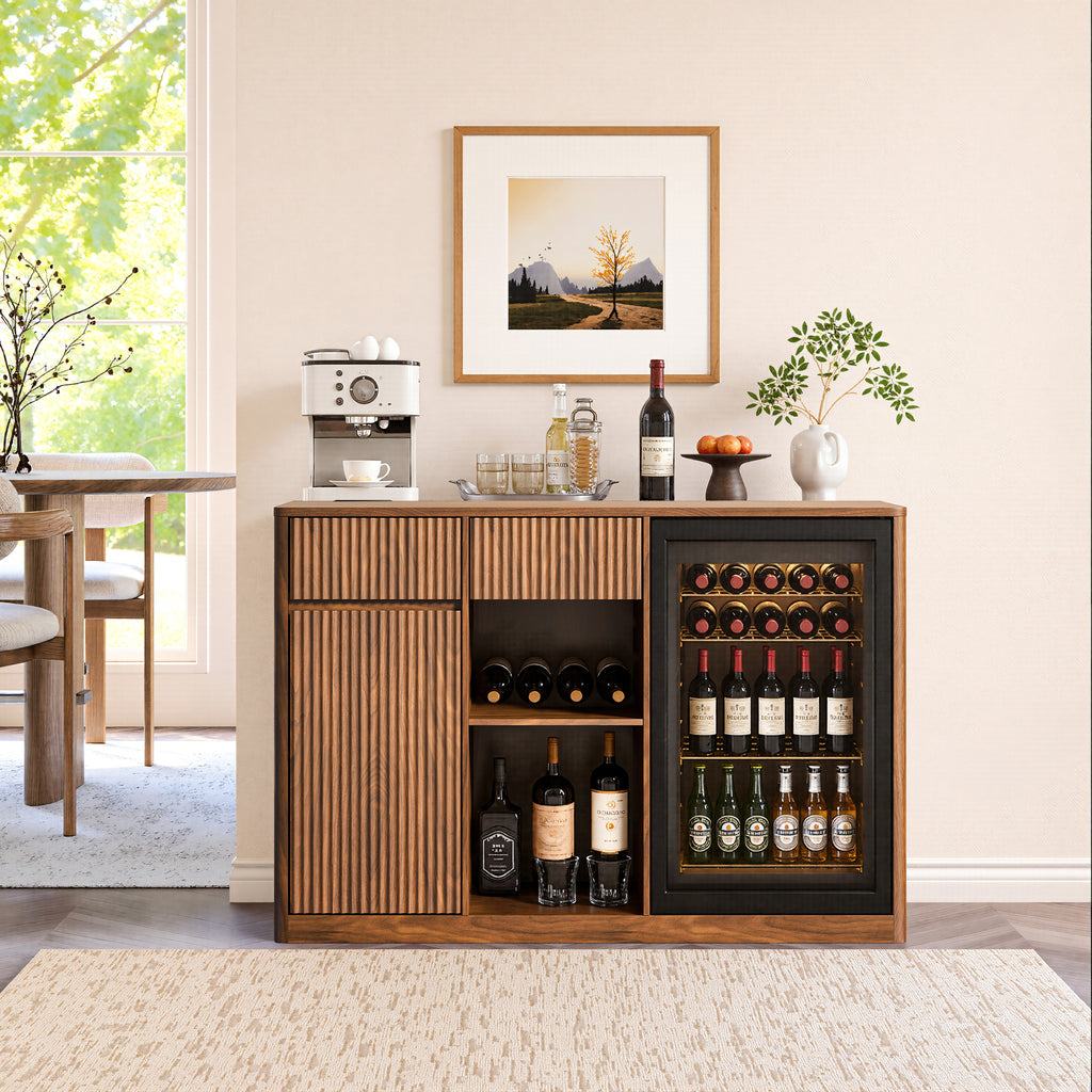51" Fluted Bar Cabinet with Fridge Space