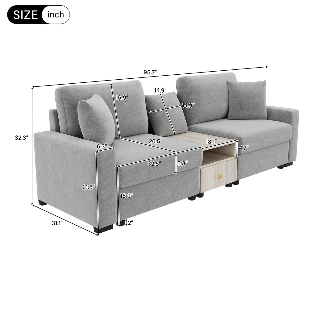 Modern Sofa Couch 95.7" Modular Sofa Upholstered Sofa Couch