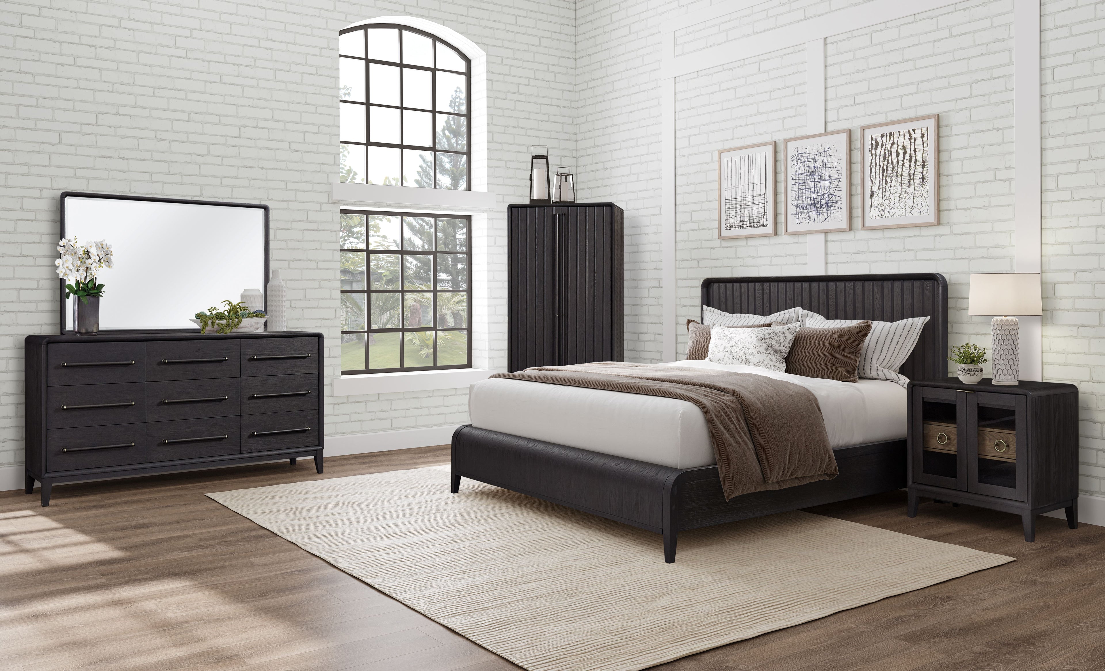 Queen Waterfall Panel Bed