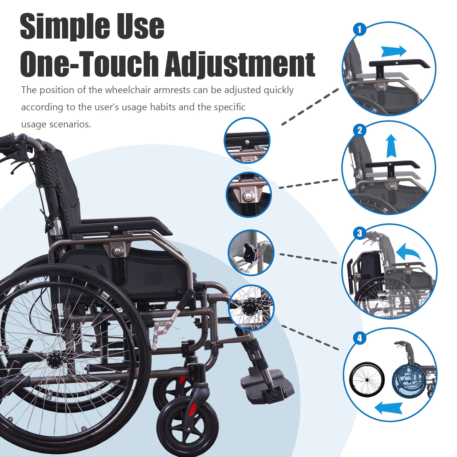 Aluminium Multi-Functional Manual Wheelchair