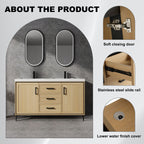 60" Freestanding Bathroom Vanity with Double Resin Sink