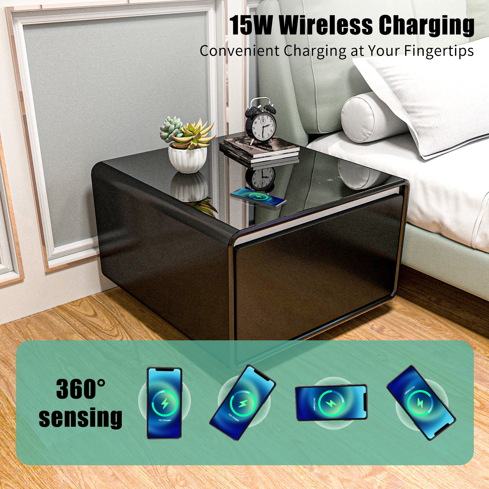 Modern Smart Side Table with Built-in Fridge
