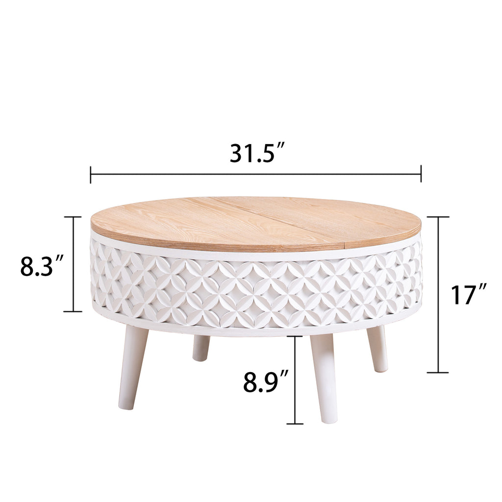 Round Coffee Table with Storage – 31.5" Lift-Top Accent Table