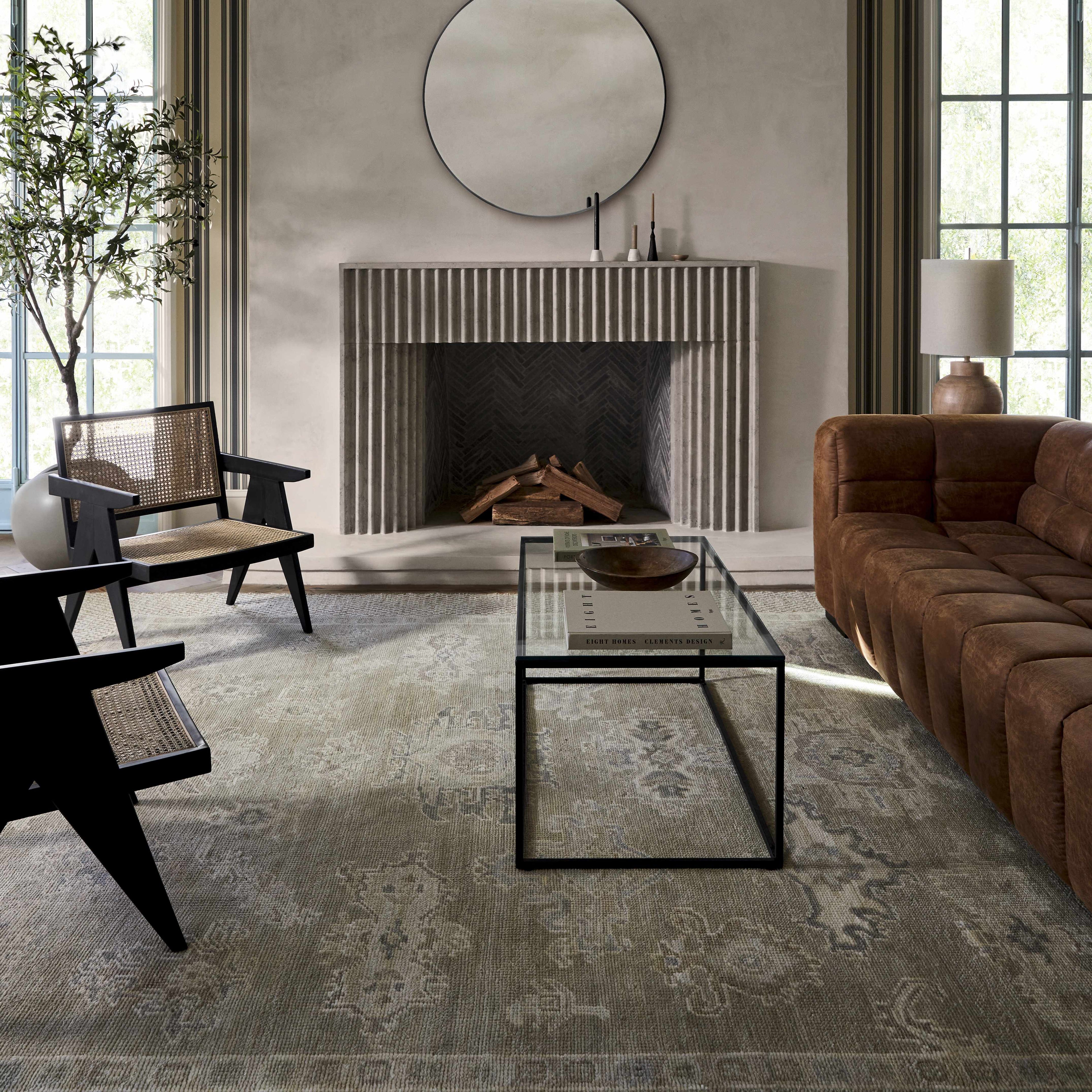 Round Mirror with Black Aluminum Frame