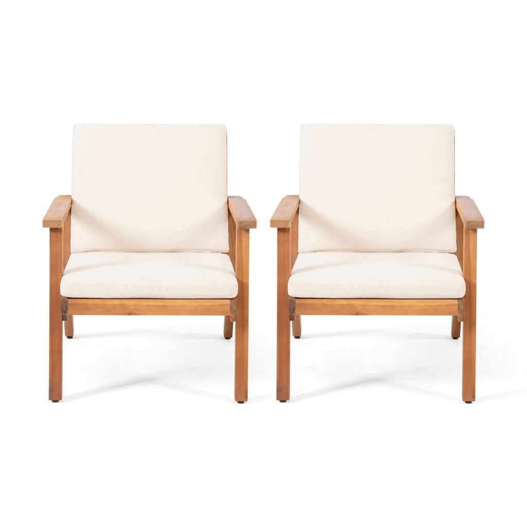 Outdoor Acacia Wood Club Chairs with Cushions