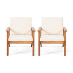 Outdoor Acacia Wood Club Chairs with Cushions
