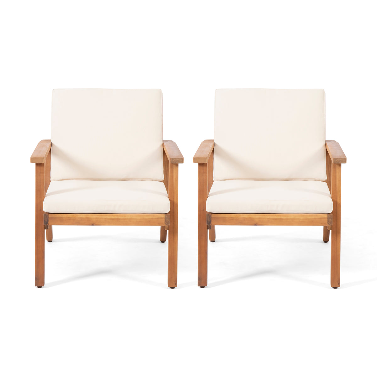 Outdoor Acacia Wood Club Chairs with Cushions