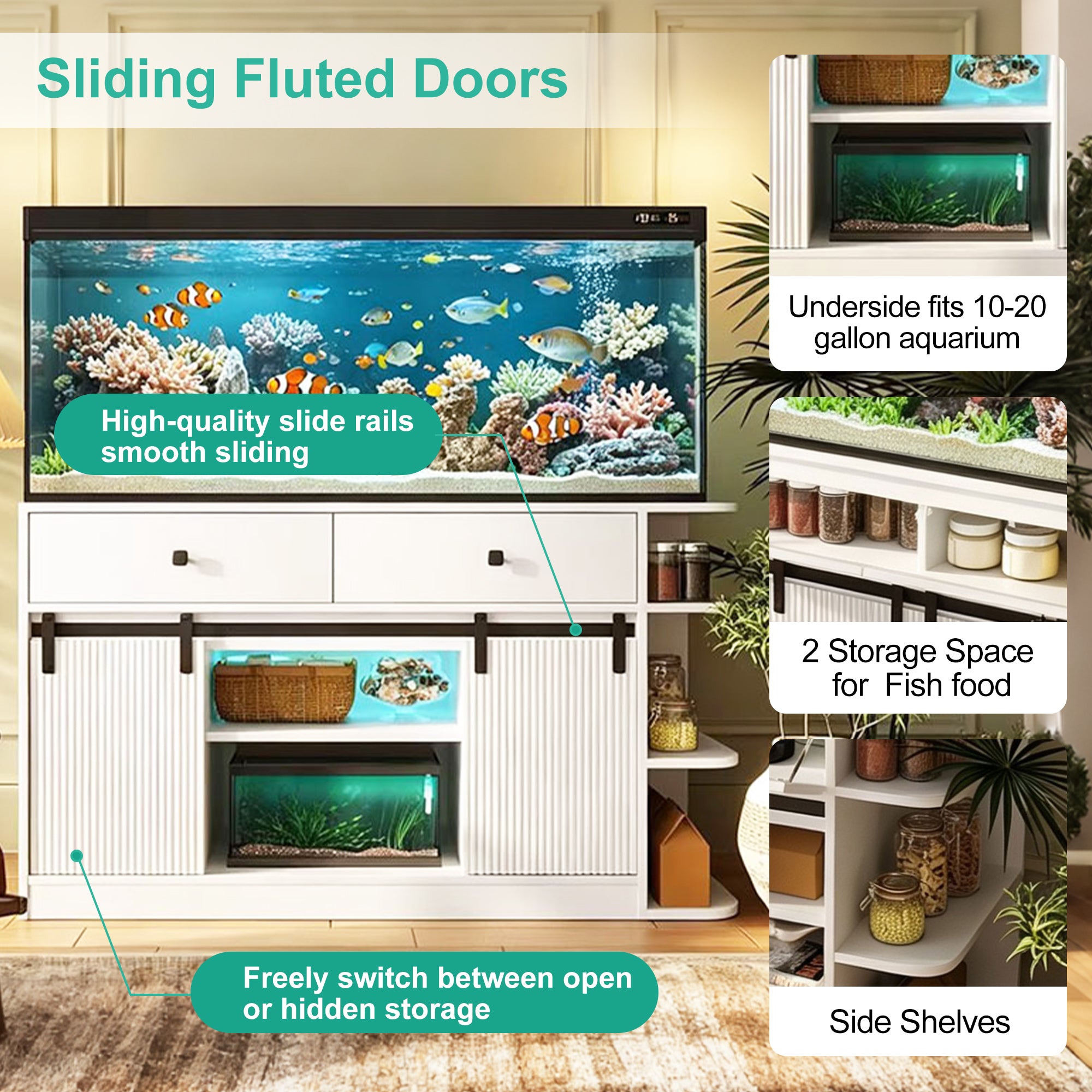 75 Gallon Fish Tank Stand with LED Light & Power Outlets