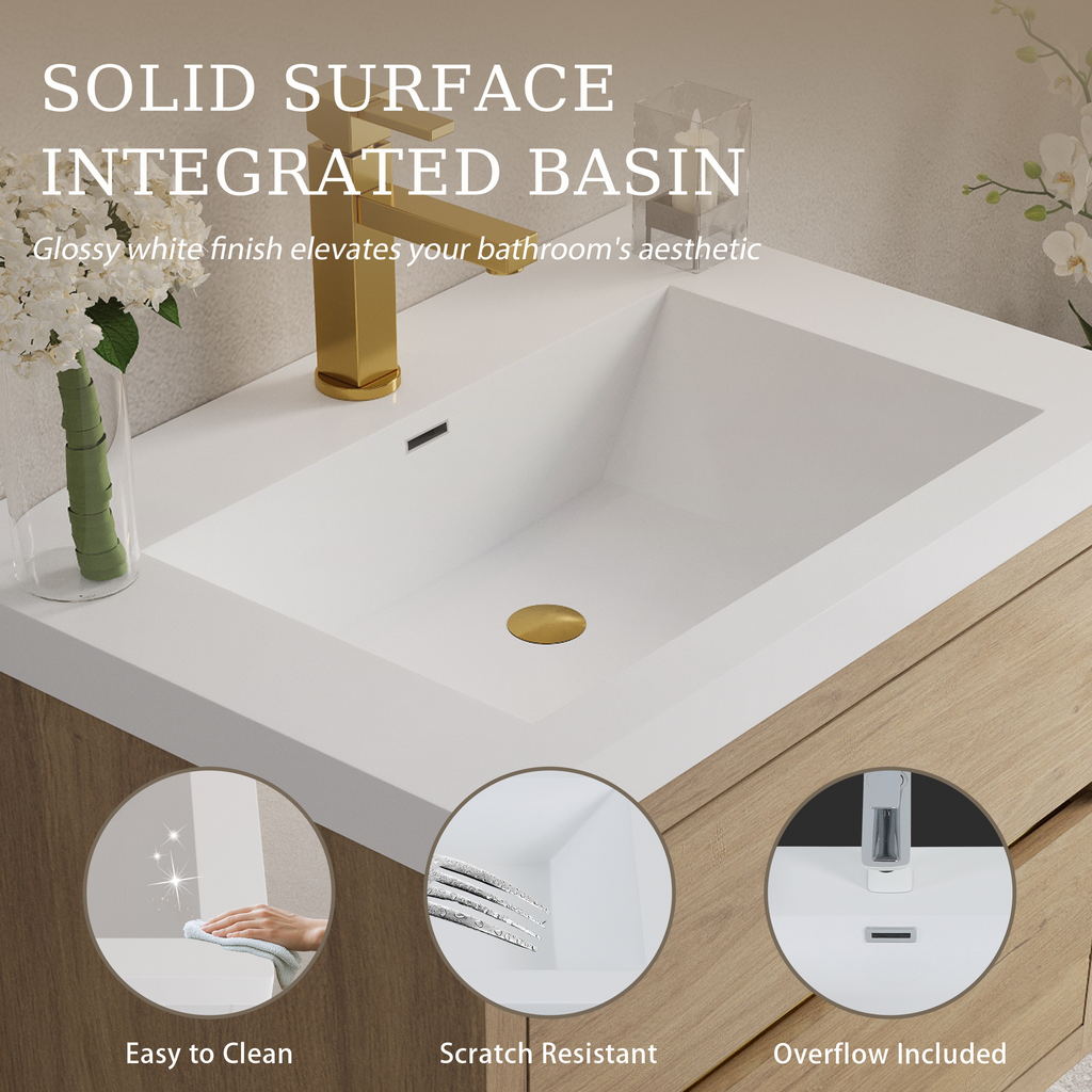 30" Wall-Mounted Bathroom Vanity with Sink