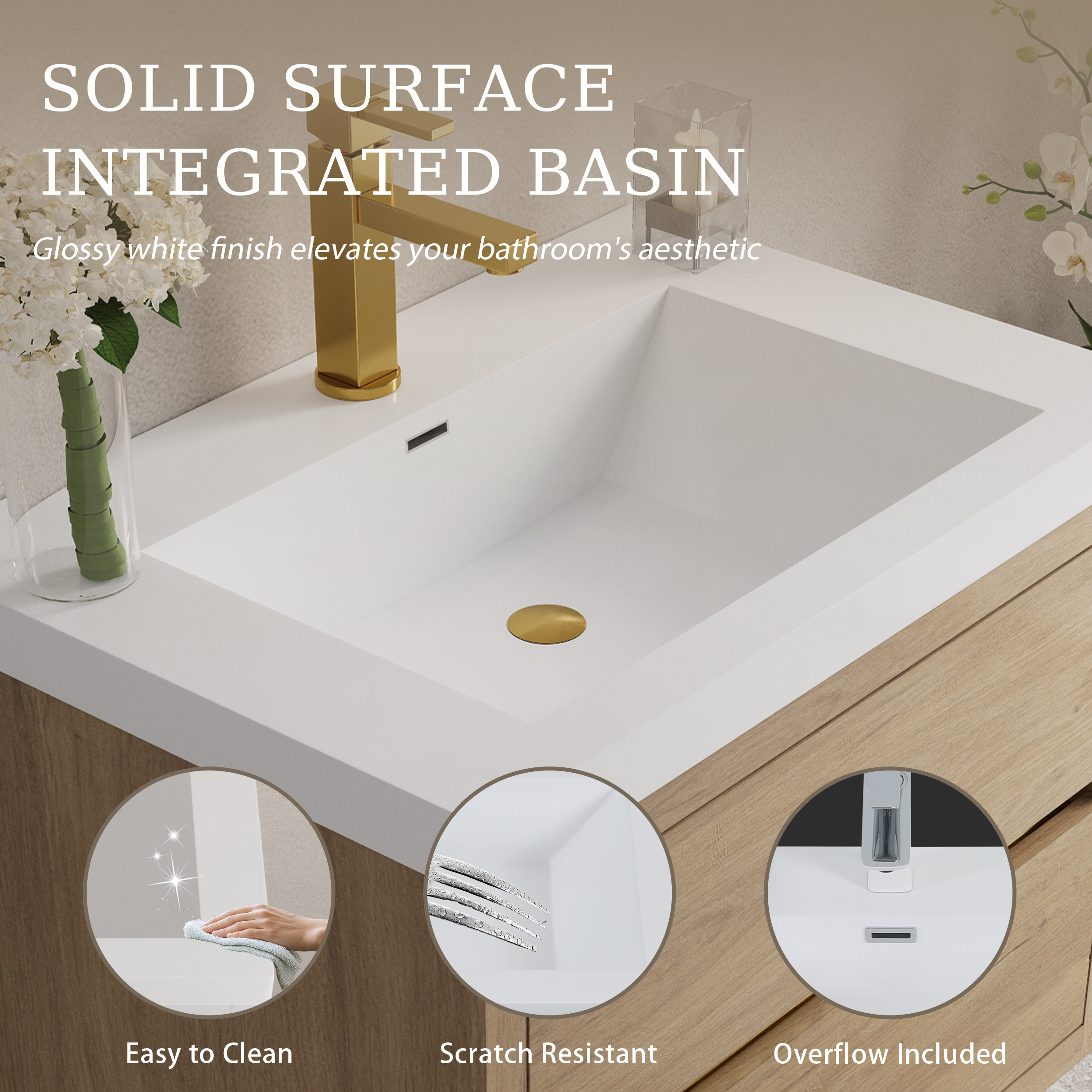 30" Wall-Mounted Bathroom Vanity with Sink