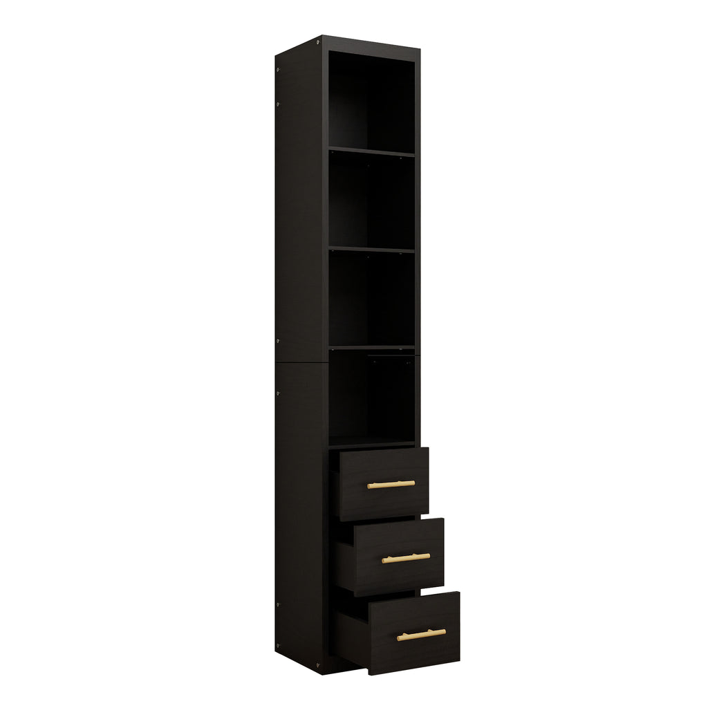 85.04" Tall Storage Cabinet with Drawer and Shelves