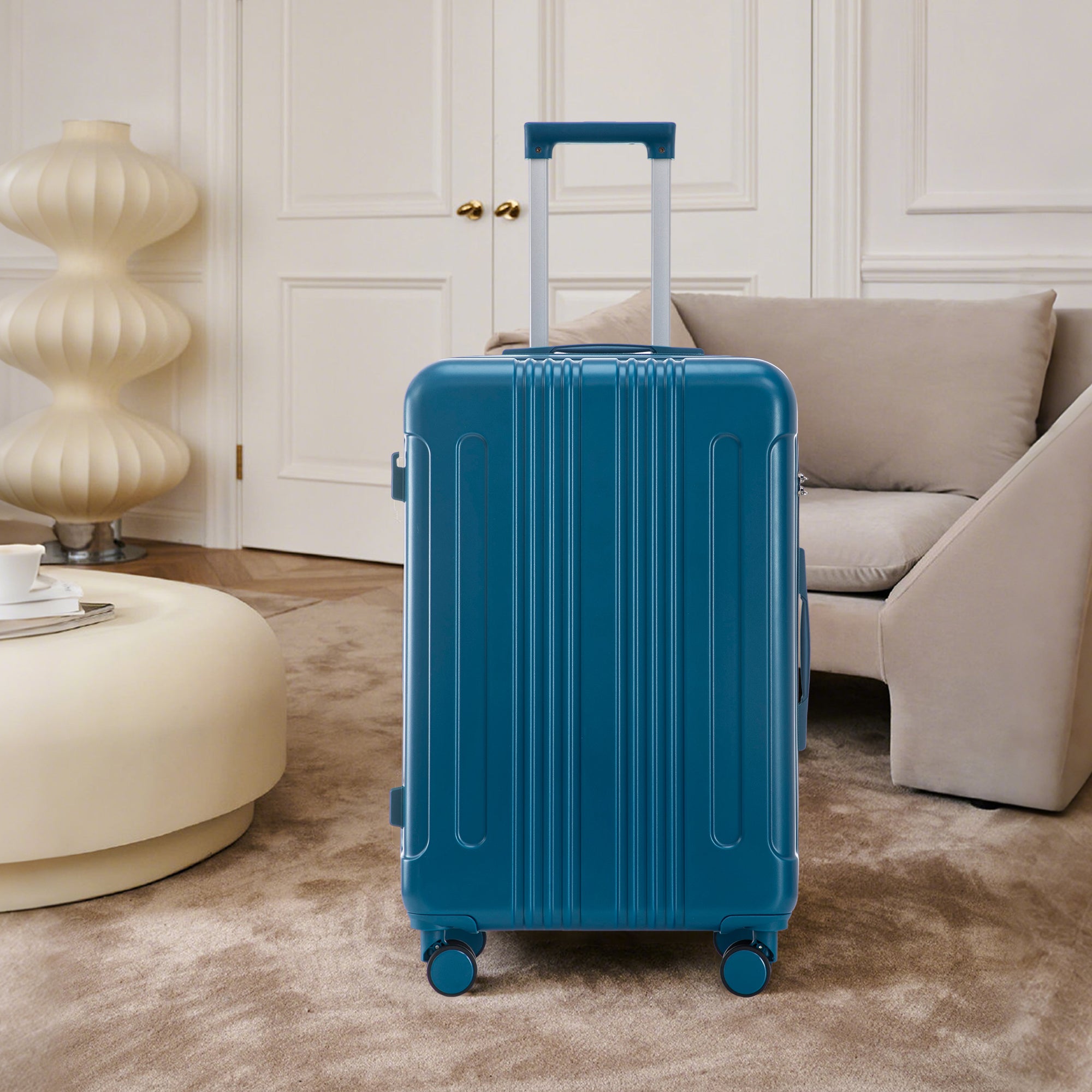 3-Piece ABS Spinner Wheel Luggage Set in Dark Blue