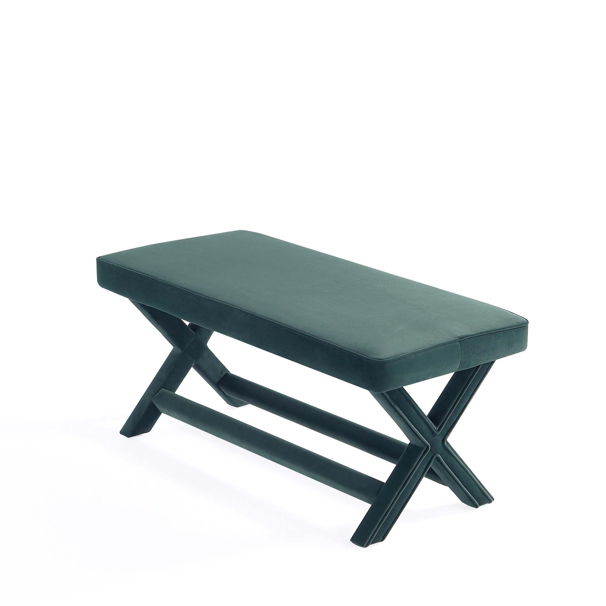 Abigail Upholstered Velvet Accent Bench in Forest