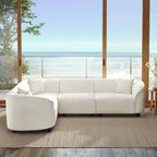 104" L-Shaped Curved Contemporary Sectional Sofa in Beige