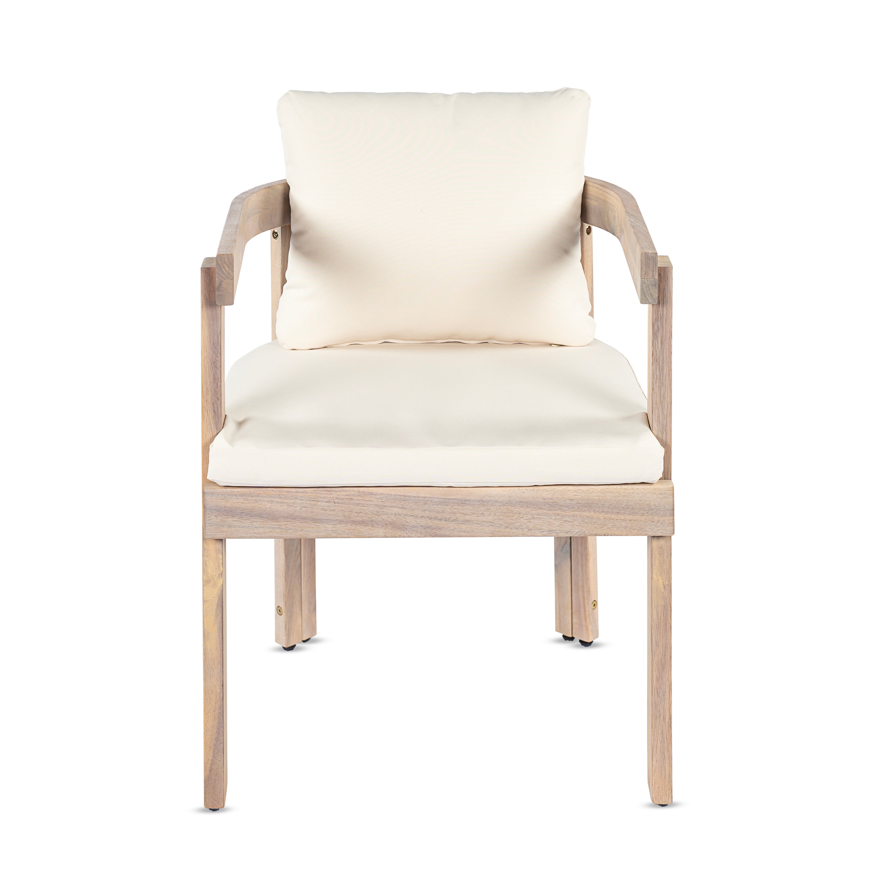 7 Pieces Acacia Wood Outdoor Dining Set with Cream Cushions