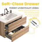 Gloria 30" Wall Mounted Rough Oak Bathroom Vanity