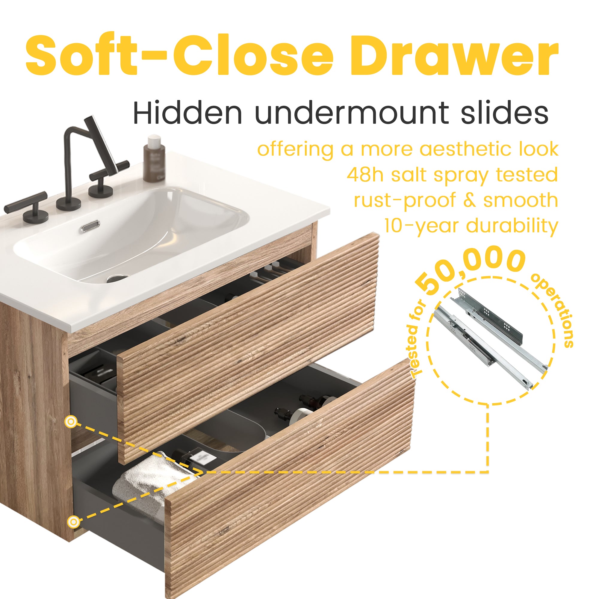 Gloria 30" Wall Mounted Rough Oak Bathroom Vanity