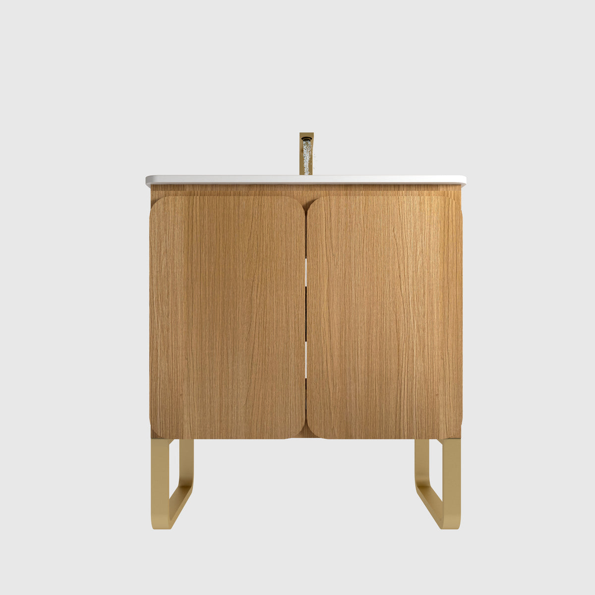 Dalia 30-Inch Light Oak Bathroom Vanity with Ceramic Sink, 2-Door Storage