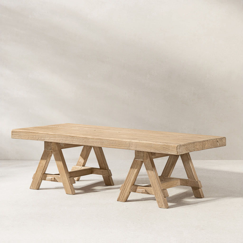 Hawthorne 48" Solid Reclaimed Elm Rectangular Trestle Coffee Table
