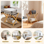 Folding Bamboo Luggage Rack 29×28×3 Inch