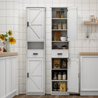 69" H Tall Bathroom Storage Cabinet with 2 Barn Doors and 1 Drawer