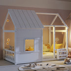 Twin Size House Floor Bed With 7 Colors LED Light